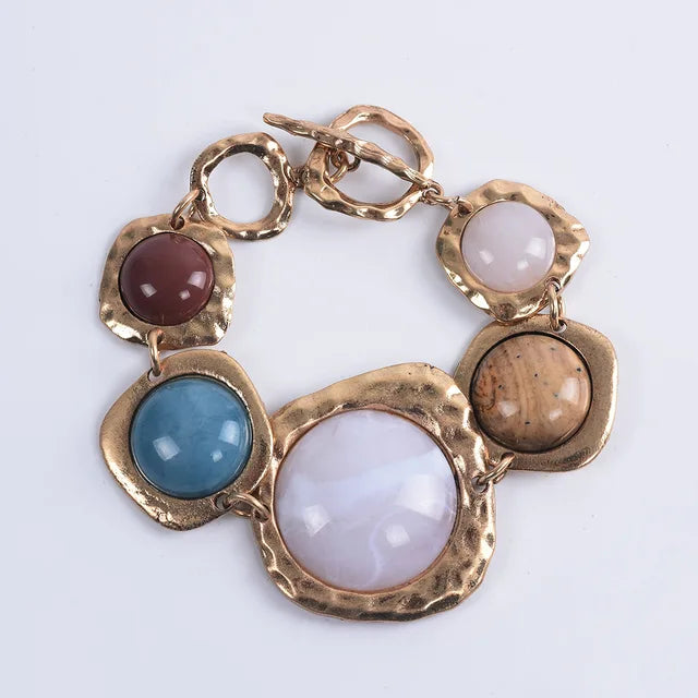 New za Indian Vintage Bracelets Jewelry Women Bohemian Ethnic Statement Charm Retro Resin Stone Bracelet Female