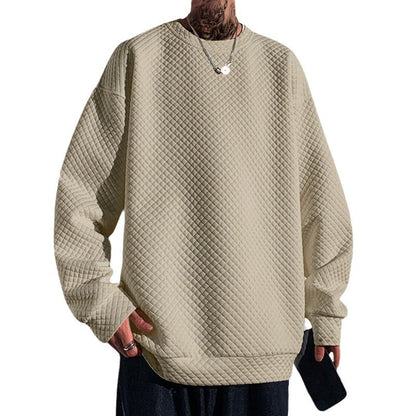 Round neck pullover loose long sleeved top for men