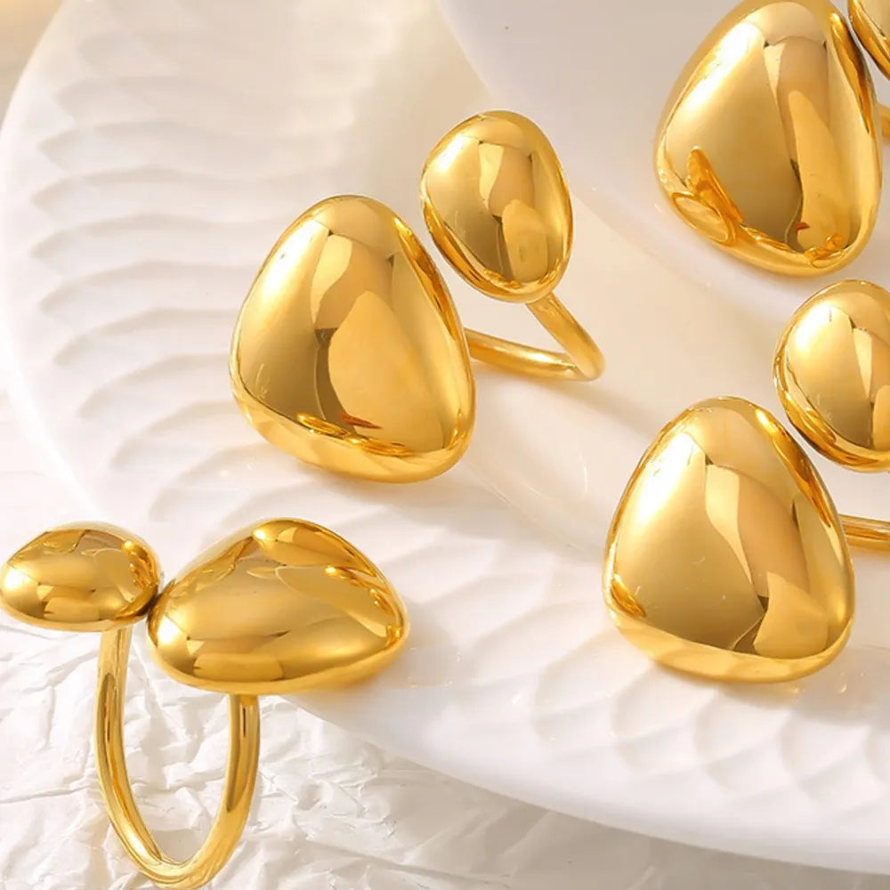 Geometric Irregular Smooth Open Ring Stainless Steel Plated Ring