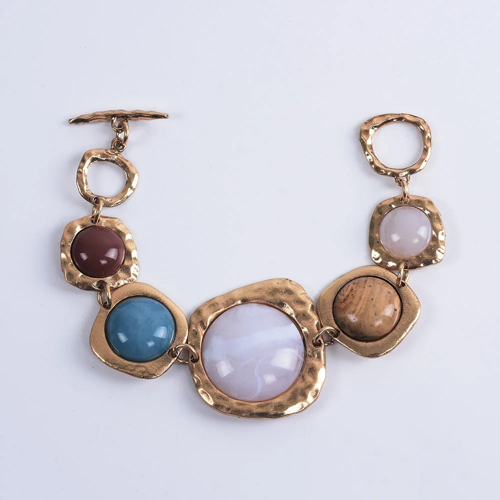 New za Indian Vintage Bracelets Jewelry Women Bohemian Ethnic Statement Charm Retro Resin Stone Bracelet Female