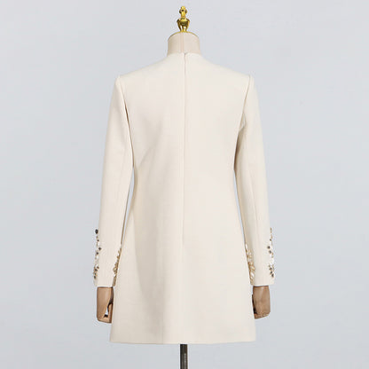 Round neck long sleeved solid color patchwork dress