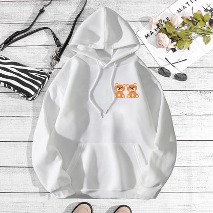 Two stylish printed hooded sweatshirts with a back collar and plush cover for dogs