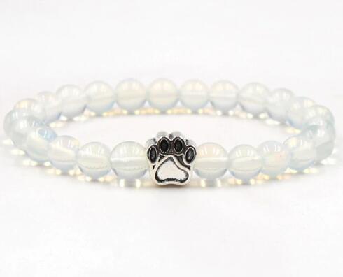 Dog Cat Footprint Paw 8mm Colourful Natural Stone Beads Bracelets