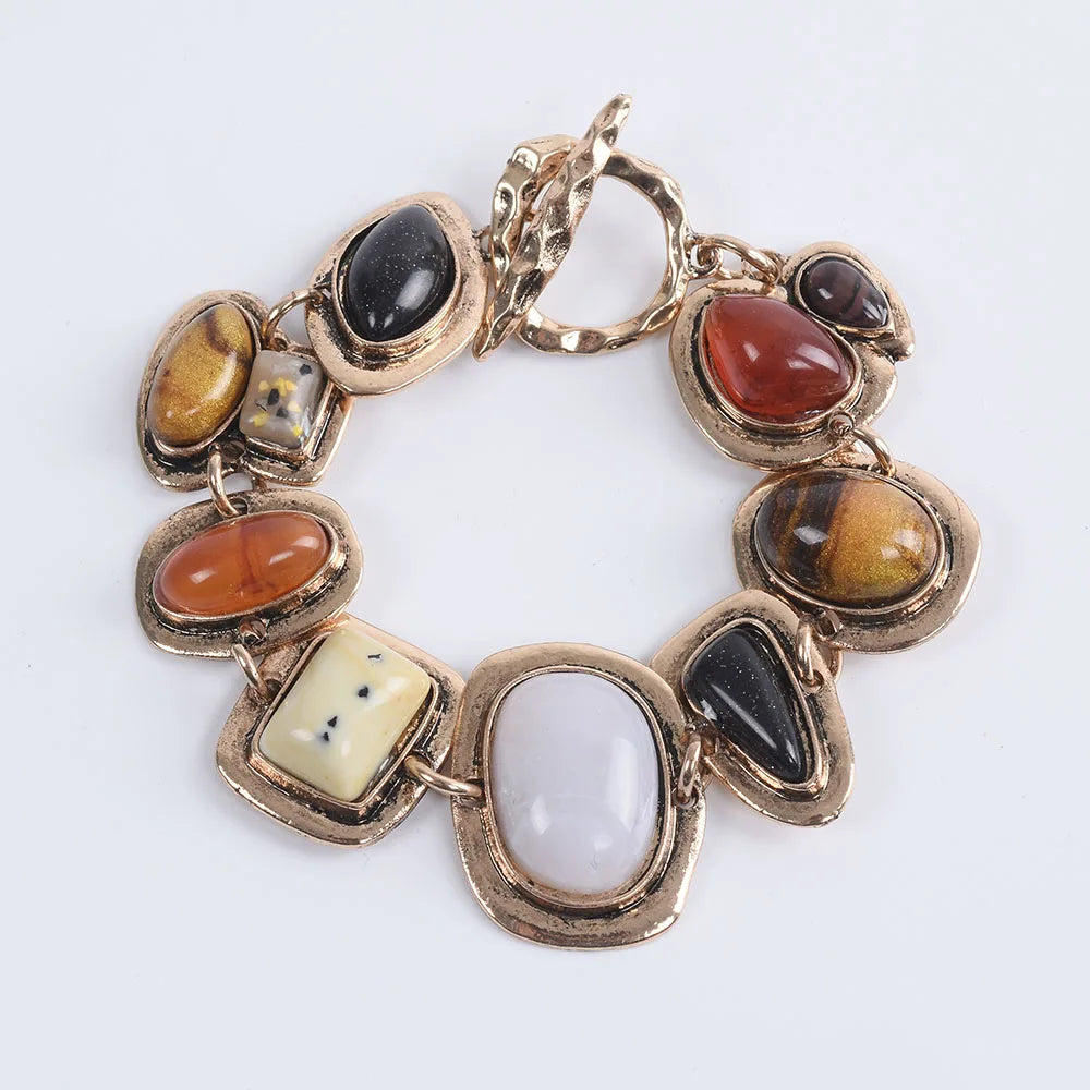 New za Indian Vintage Bracelets Jewelry Women Bohemian Ethnic Statement Charm Retro Resin Stone Bracelet Female