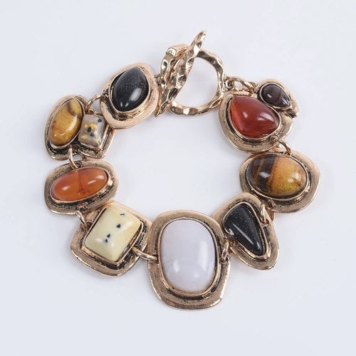 New za Indian Vintage Bracelets Jewelry Women Bohemian Ethnic Statement Charm Retro Resin Stone Bracelet Female