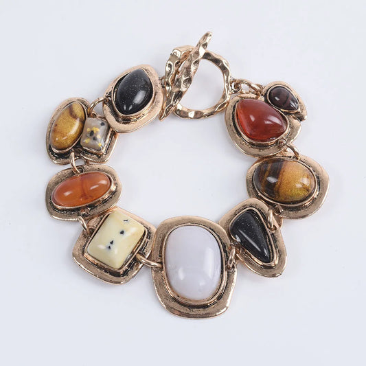 New za Indian Vintage Bracelets Jewelry Women Bohemian Ethnic Statement Charm Retro Resin Stone Bracelet Female