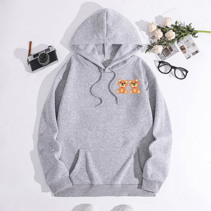 Two stylish printed hooded sweatshirts with a back collar and plush cover for dogs