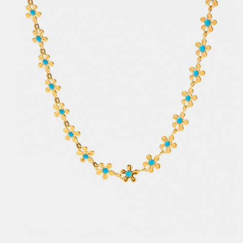 Flower blue drip oil niche light luxury necklace