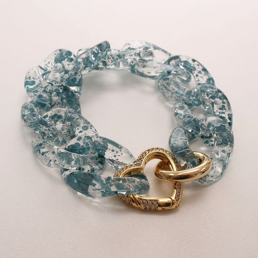 Colorful Resin Zircon Heart Bracelets Vintage Style Exaggerated Women Girls Fashion Bracelet Bangles Luxury Jewelry